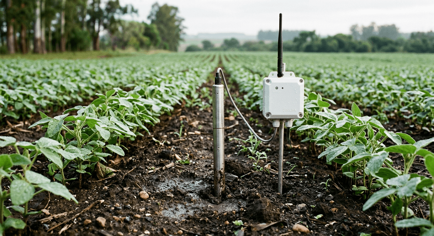 Sensor de humedad de suelo con nodo inalámbrico entre cultivos